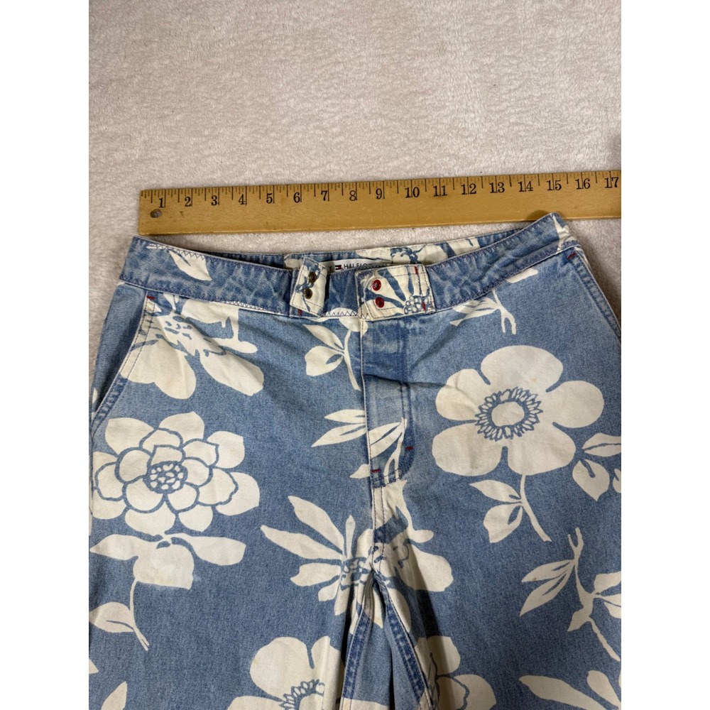Tommy Hilfiger Floral Denim Set Women 10 Blue Vintage 90s Y2K Hibiscus Pant - Picture 2 of 16